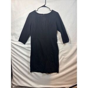 Talbots Womens Black Sheath Dress Size 10 With 3/4 Sleeves